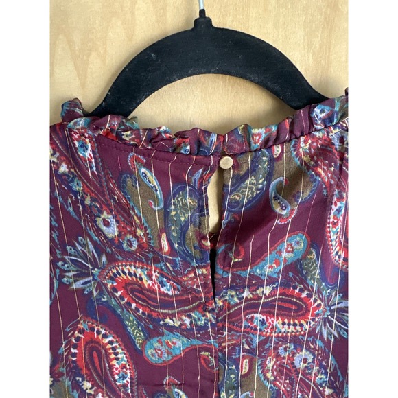 Moon Orchid Top Womens Extra Large Paisley Long Sleeve Ruffled Blouse New‎ - Picture 6 of 11